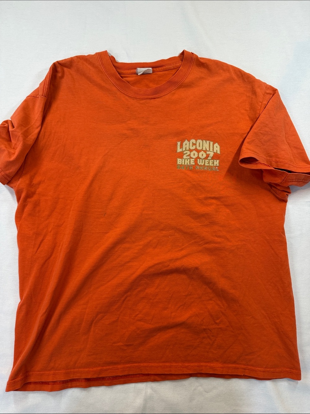 Laconia Bike Week 2007 84th Annual Motorcycle Tee Orange Size L